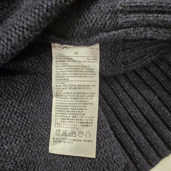 Banana Republic Blue Wool Blend Pockets Full Zip Cardigan Sweater Mens M Preppy - Picture 8 of 10